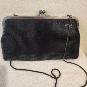 Elegant Black Mesh Evening Clutch, Can Be With Or Without Strap